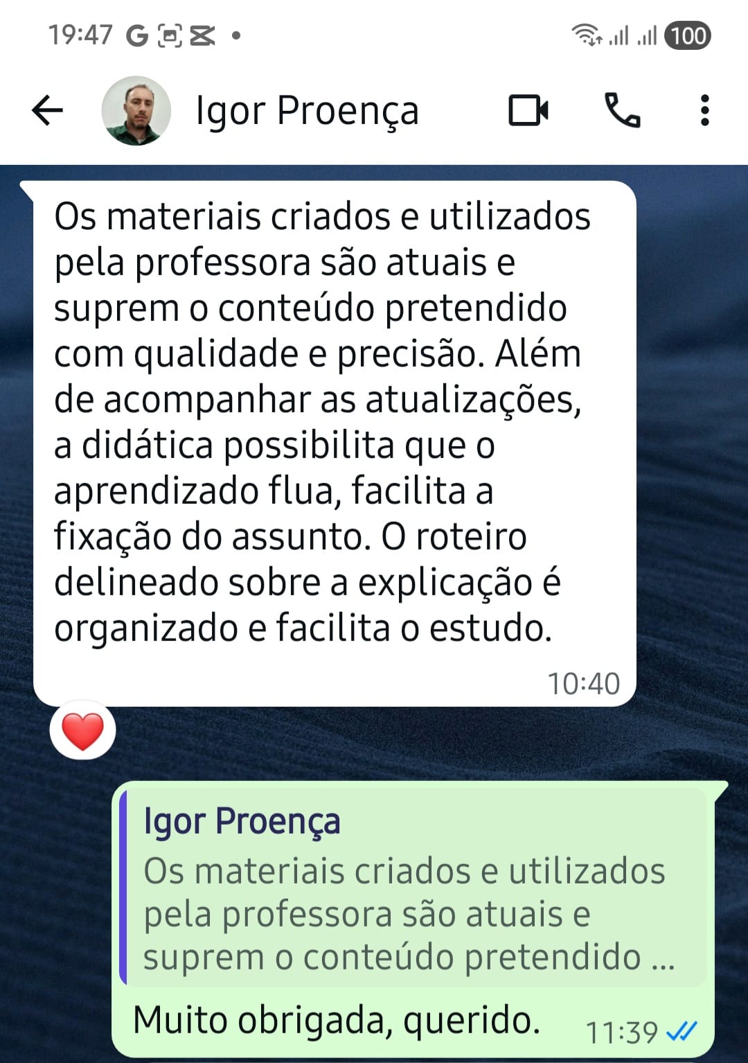 Depoimento de Igor Proença: materiais atuais com didática que facilita a fixação e o roteiro organizado que facilita o estudo
